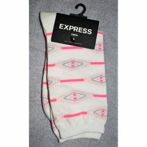 NWT Express crew socks pink tribal print women's size 6-10